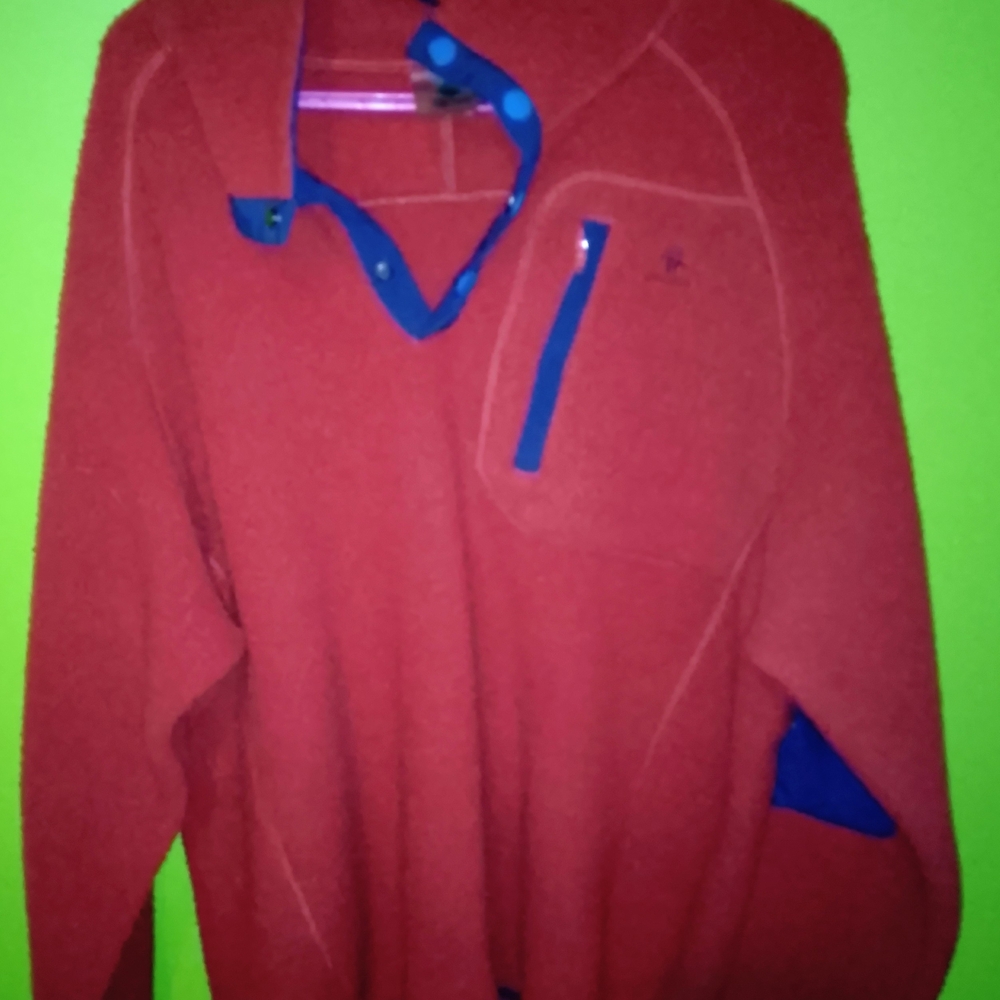 Woods Sherpa Fleece Sweater With Packet, Button Up Neck And Elbow Patches